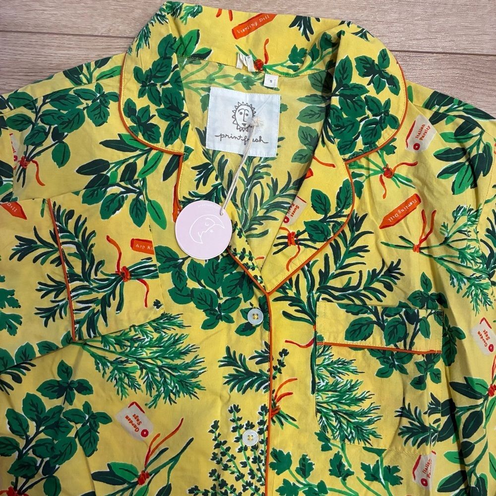 NWT Printfresh Women’s Herb Garden Long Sleeve Organic Cotton Pajama Top Size S